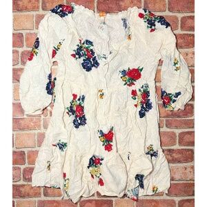 Pre-Owned Tory Burch Embroidered English Tea Rose Flower Coverup Dress Size M